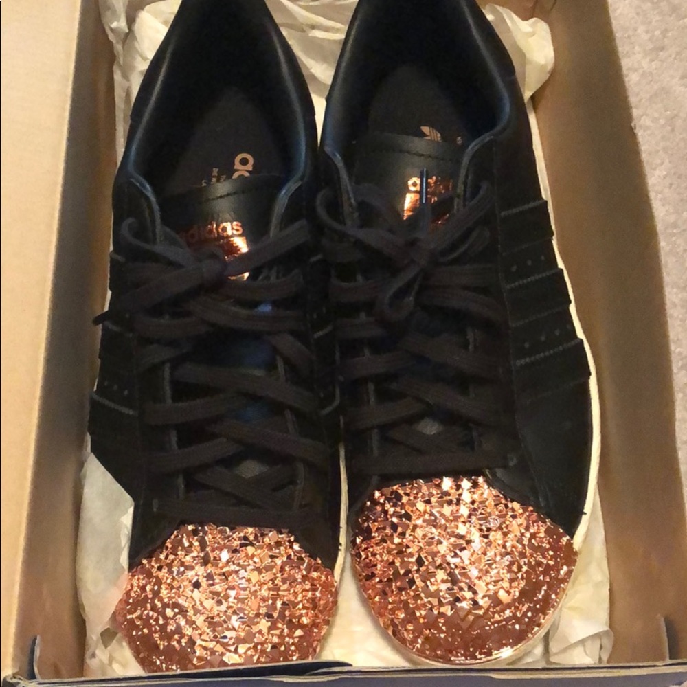Adidas rose gold capped superstars